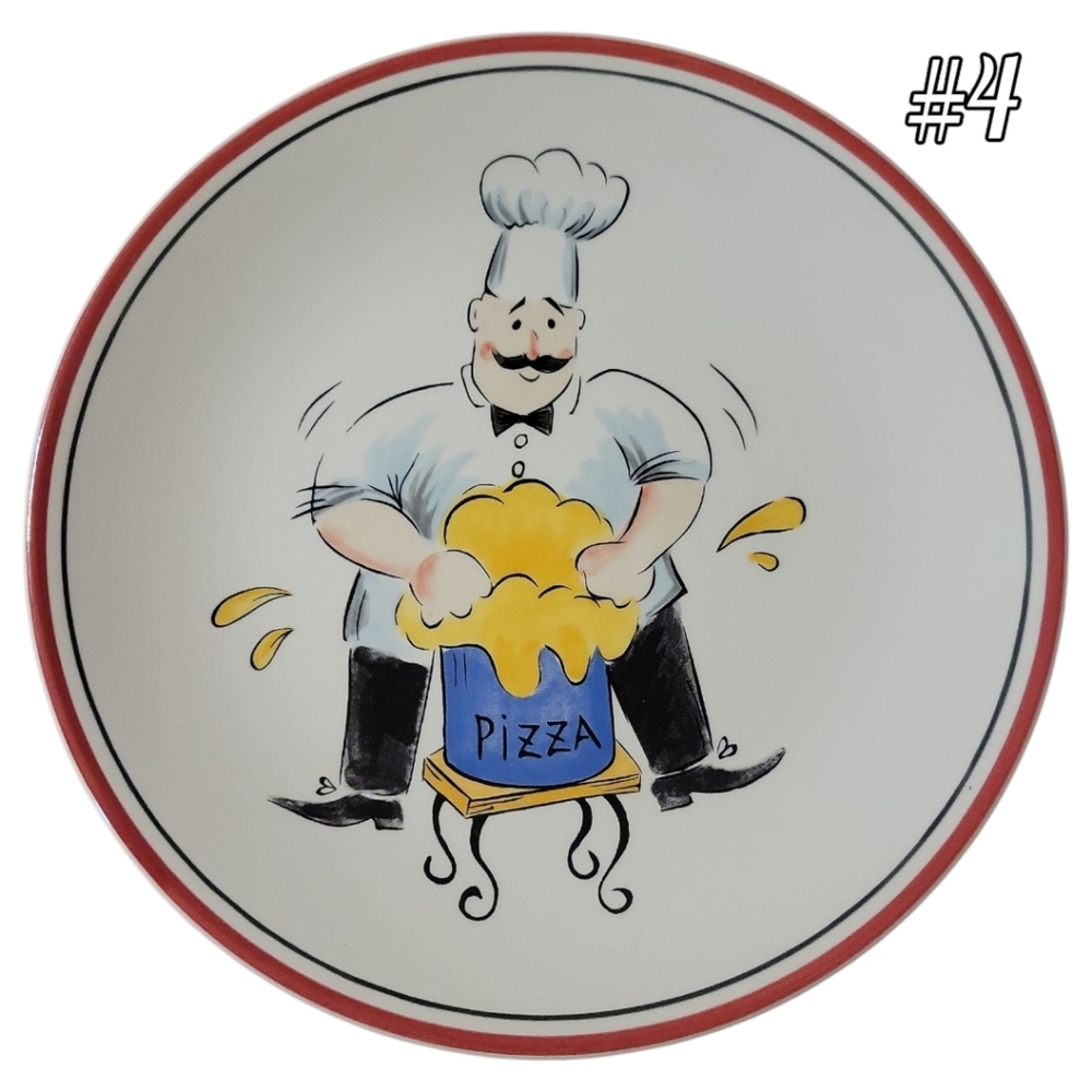 1 Classic Tabletops Lifestyles Pizza 9 1/8" Luncheon Plate Chef Kneading Dough